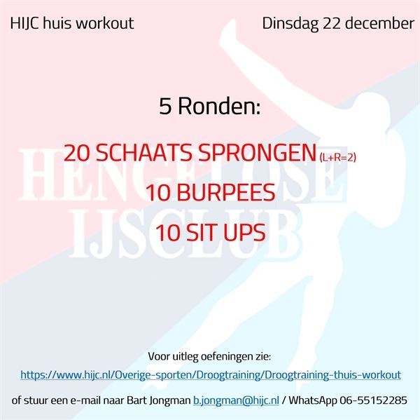 Workout dinsdag 22 december