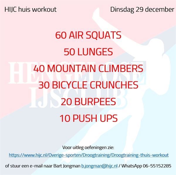 Workout dinsdag 29 december