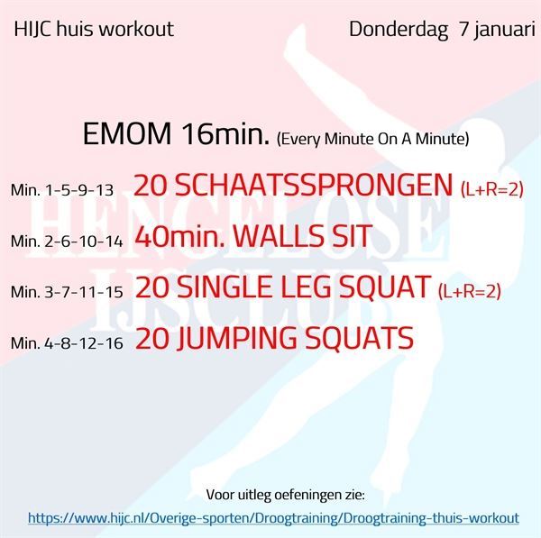 Workout donderdag 7 januari