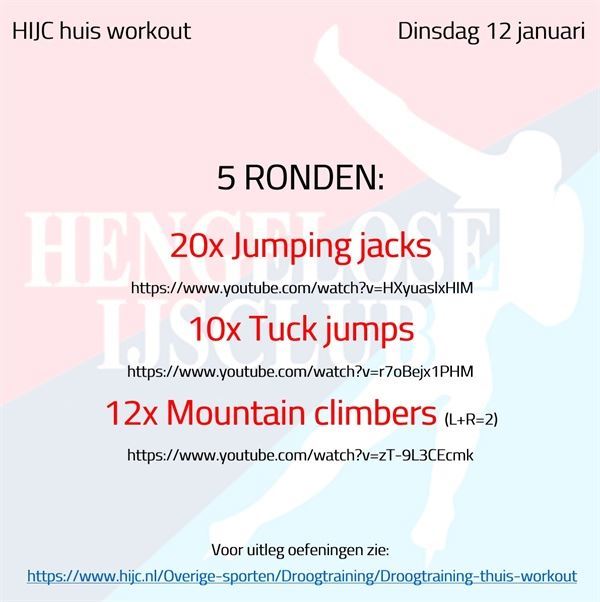 Workout dinsdag 12 januari