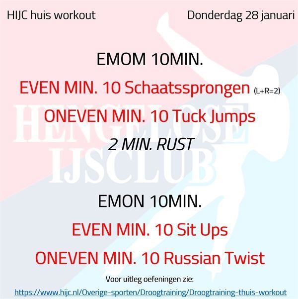 Workout donderdag 28 januari