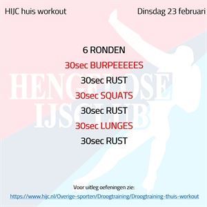 Workout dinsdag 23 februari