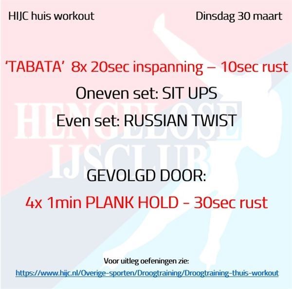 Worklout donderdag 1 april