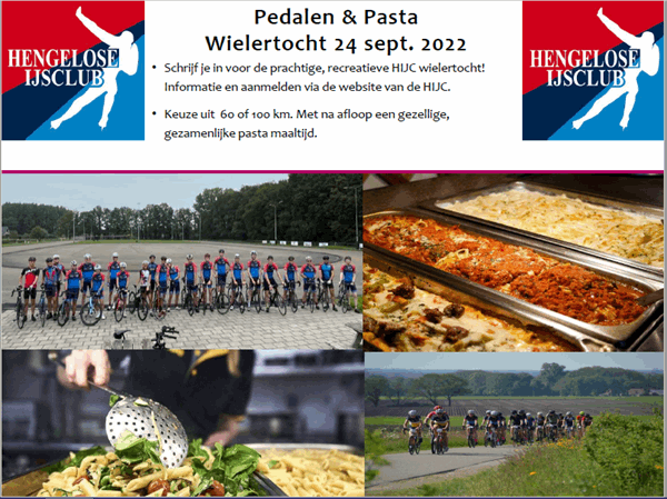 Inschrijven Pedalen & Pasta 24 September