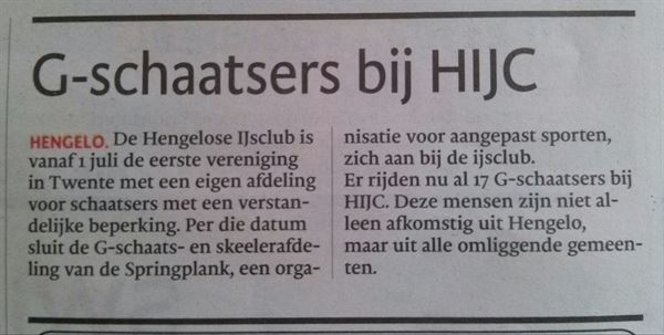 G-schaatsen en G-skeeleren bij Hengelose IJsclub